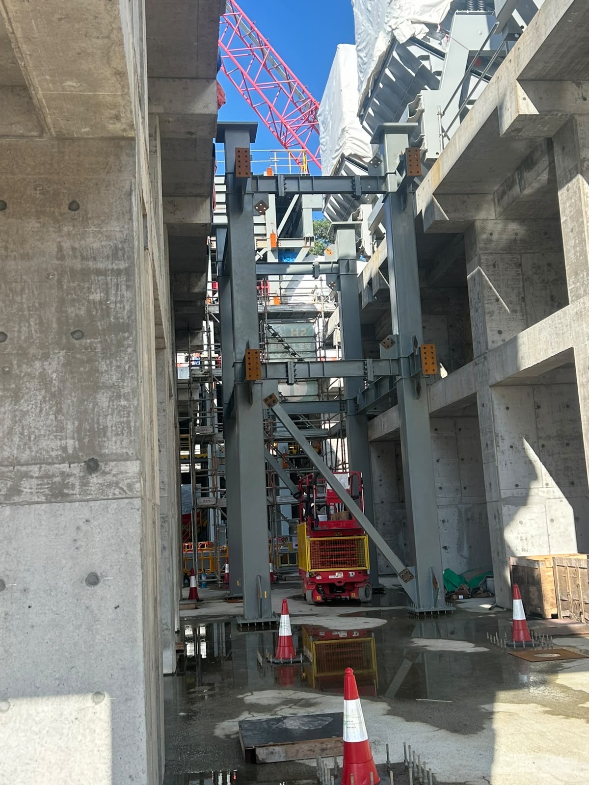 Steel structure installation on site